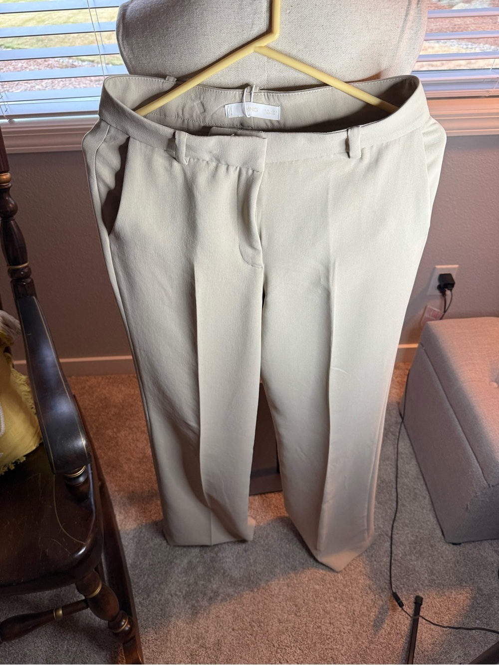 Mango Beige Wide-Leg Trousers